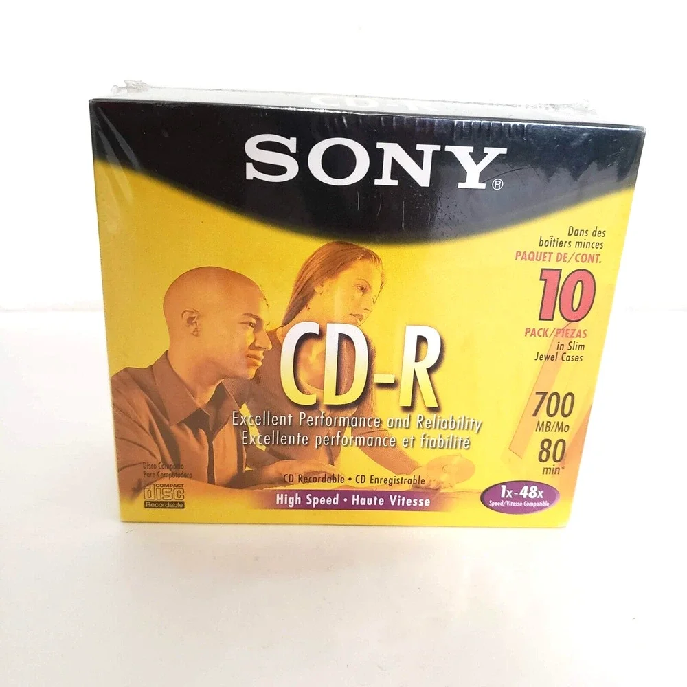 NEW!! (10) Pack Sony High Speed CD-R 700 MB 80-min 1x-48x Speed Slim Jewel Case